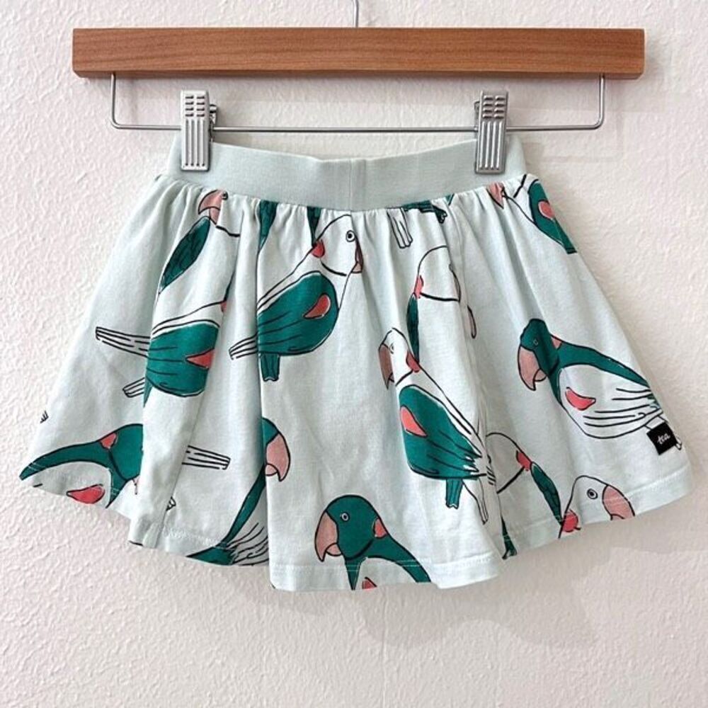 Tea Collection Little Girl Size 3 Parrots White Mini Skort Skirt